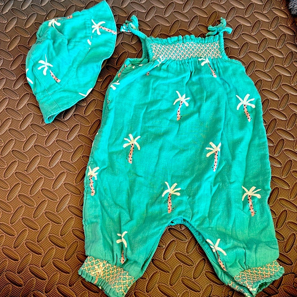 Tropical Baby Romper with Matching Hat - Direct from the UK!